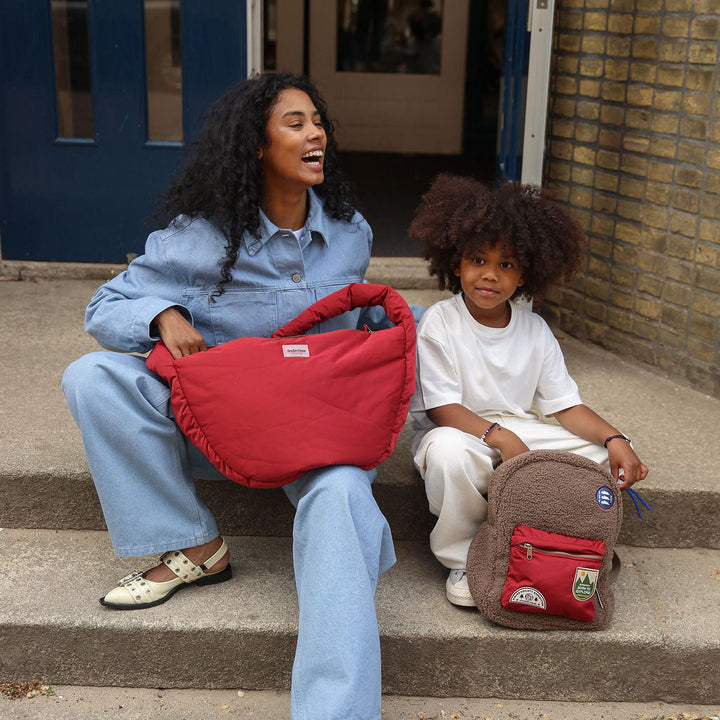 Puffy cross body bag rood