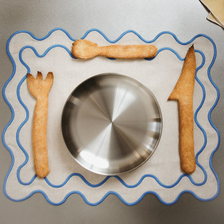 Placemats waves beige & blauw (set van 2)