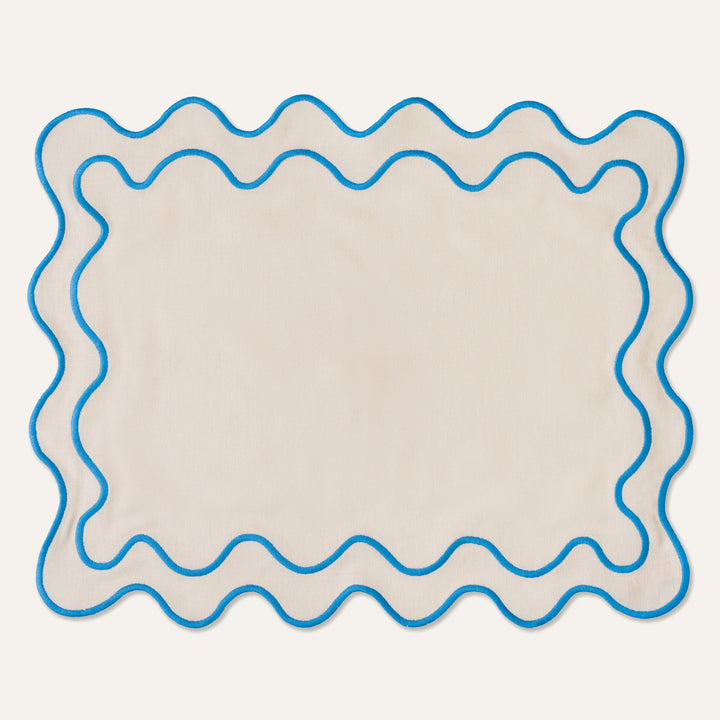 Placemats waves beige & blauw (set van 2)