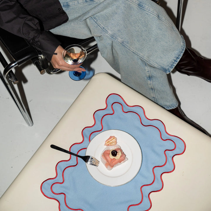 Placemats waves blauw & rood (set van 2)