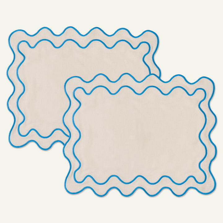 Placemats waves beige & blauw (set van 2)