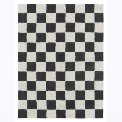 Cotton washable rug kitchen tiles dark grey / 120 x 160cm