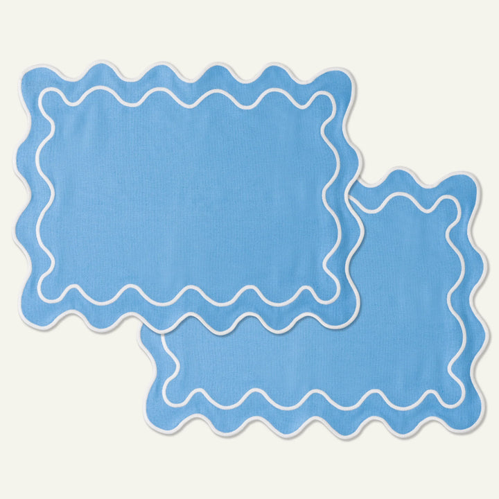 Placemats waves blue & white (set of 2)