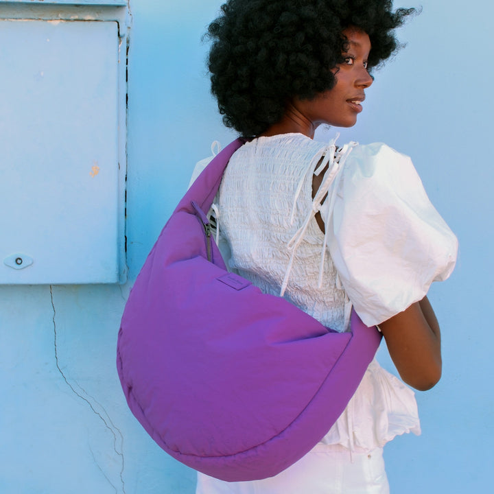 Puffy cross body bag paars