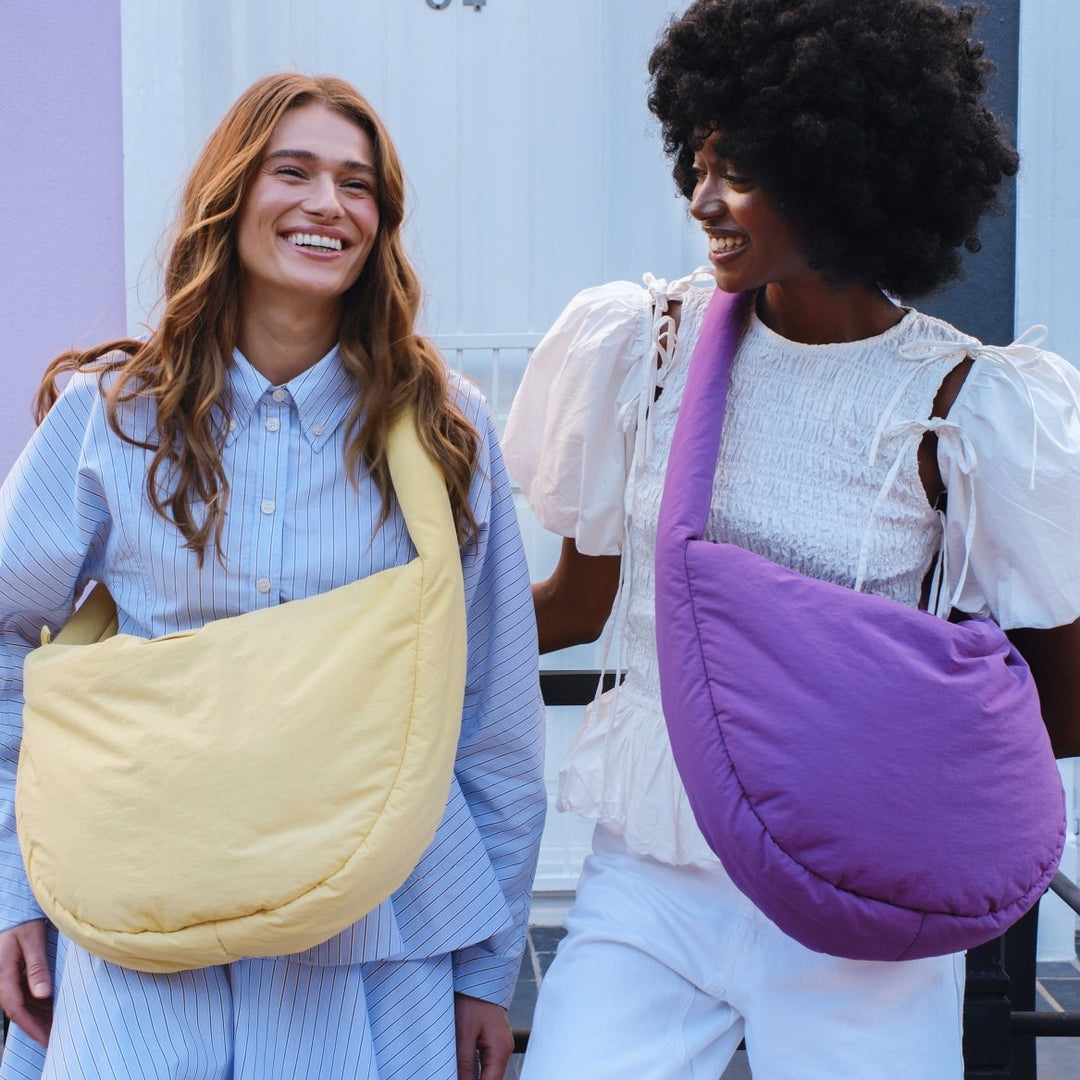 Puffy cross body bag paars