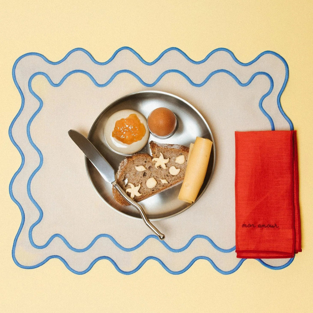 Placemats waves beige & blue (set of 2)