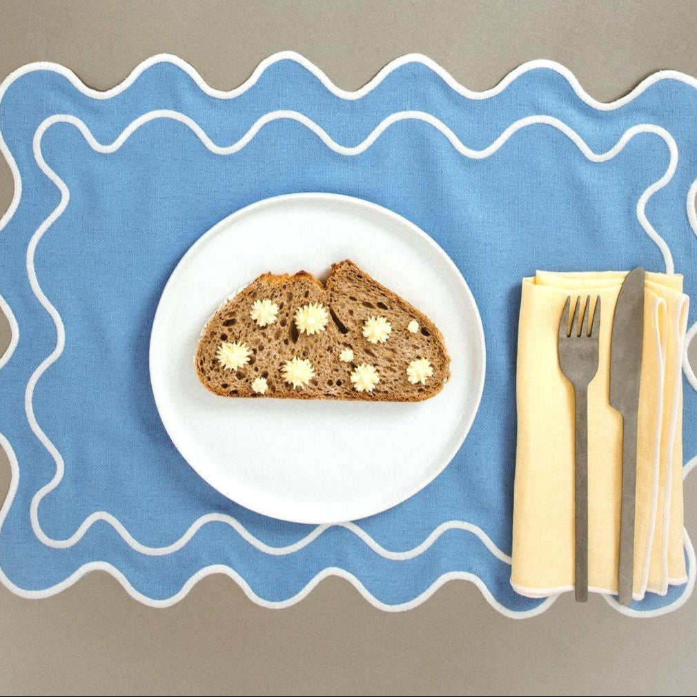 Placemats waves blue & white (set of 2)
