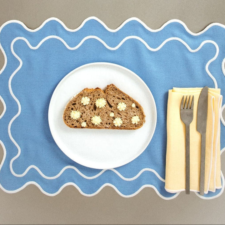 Placemats waves blue & white (set of 2)