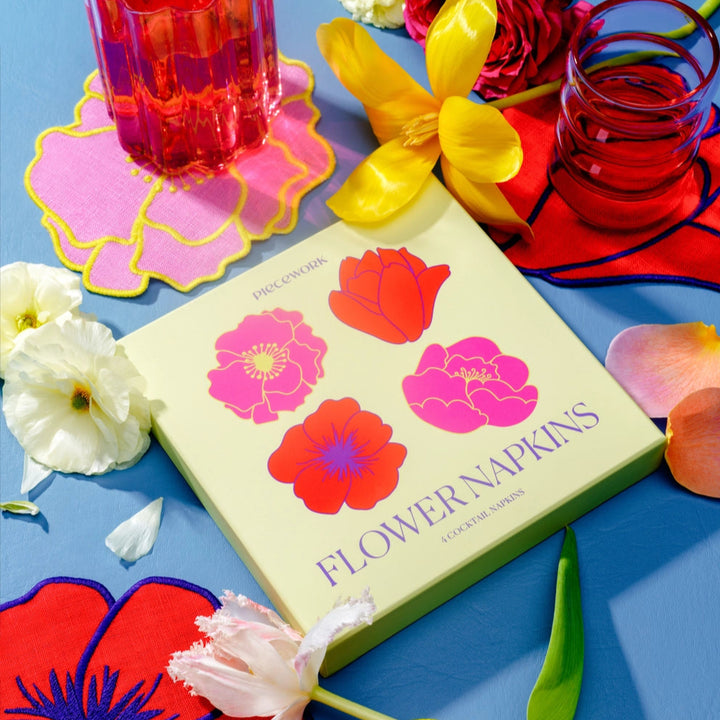 Flower Cocktail Napkins Set of 4