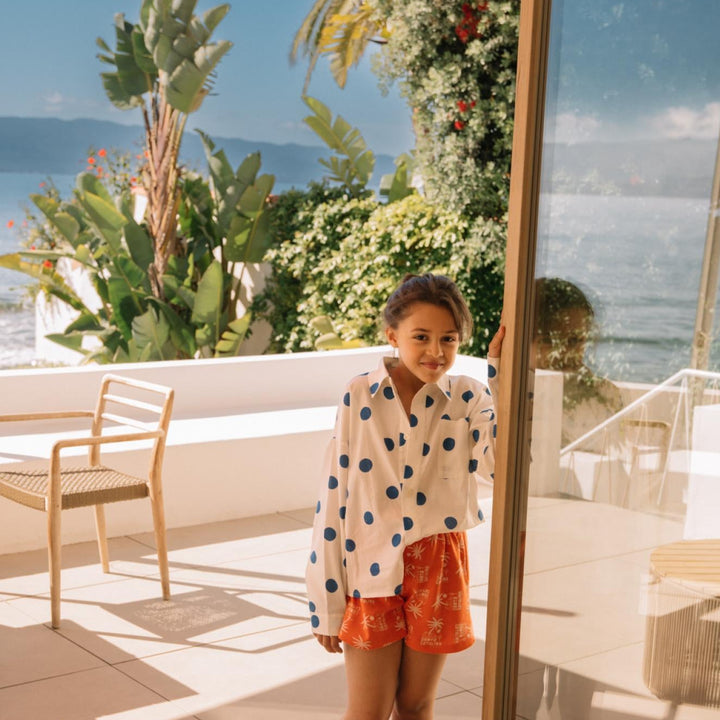 Chemise Aurel blue dots kids & adults