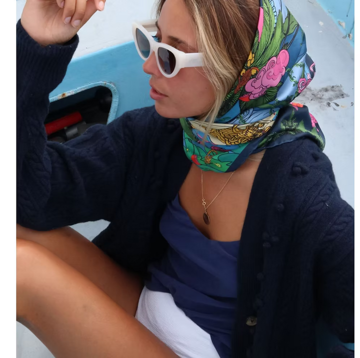 Silk scarf noodleland navy