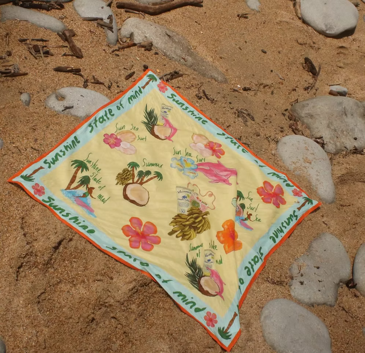 Silk scarf sun & surf yellow