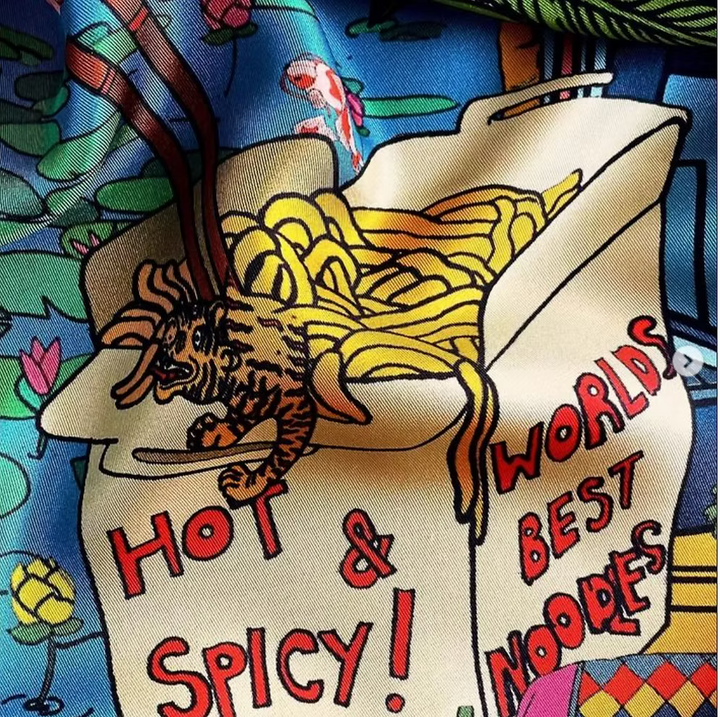 Silk scarf noodleland navy