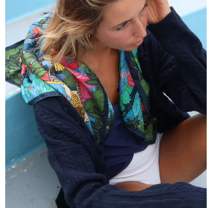 Silk scarf noodleland navy