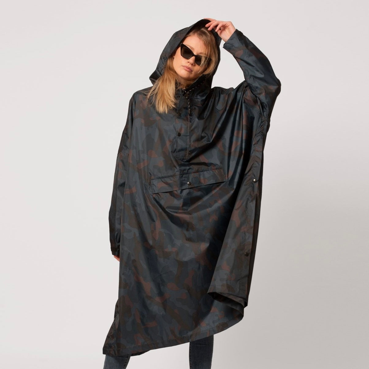 Rain poncho adult storm camo - one size