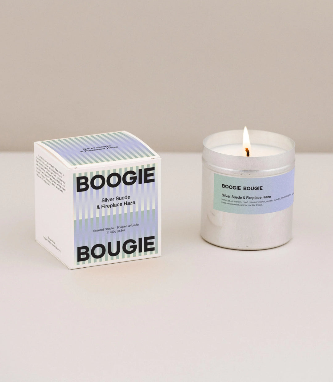 Scented candle Silver Suede & Fireplace Haze