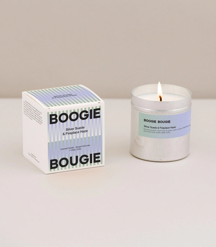 Scented candle Silver Suede & Fireplace Haze