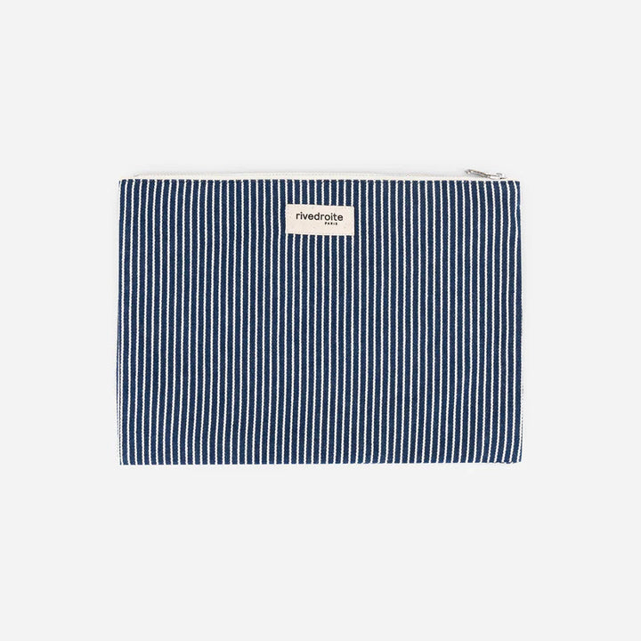 Pouch Barbette medium fond bleu stripes