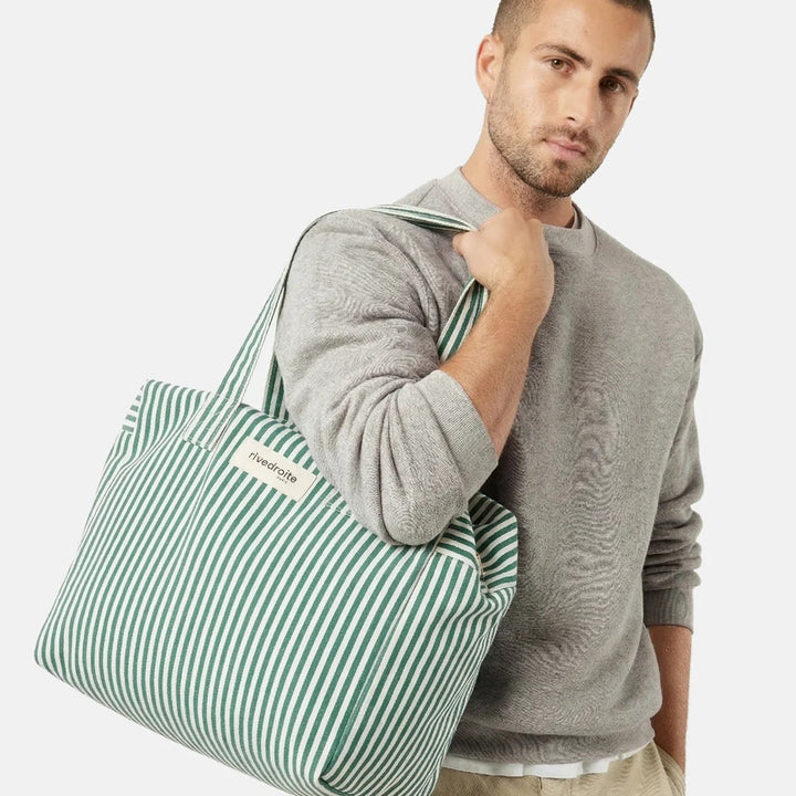 Weekend tas celestin stripes green & white