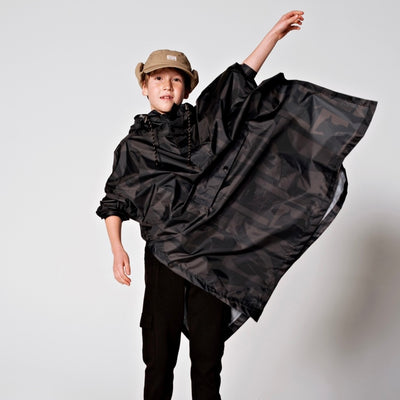 Rain poncho kids black  - multiple sizes