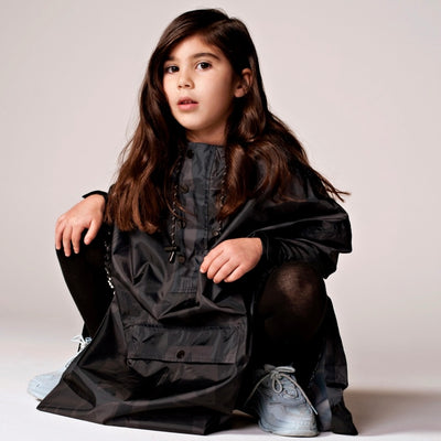 Rain poncho kids black  - multiple sizes