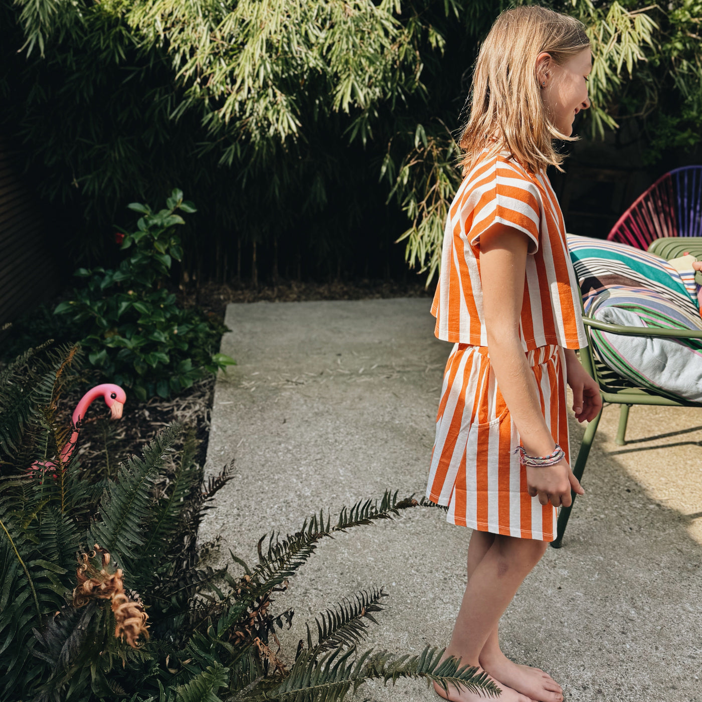Crop top Jodie kids orange stripes