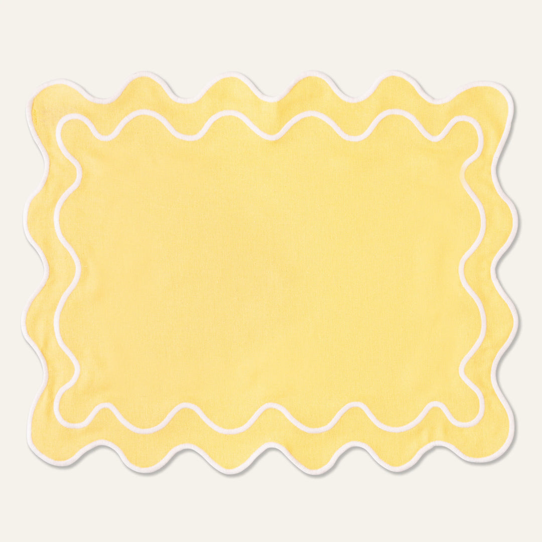 Placemats waves yellow & white (set of 2)