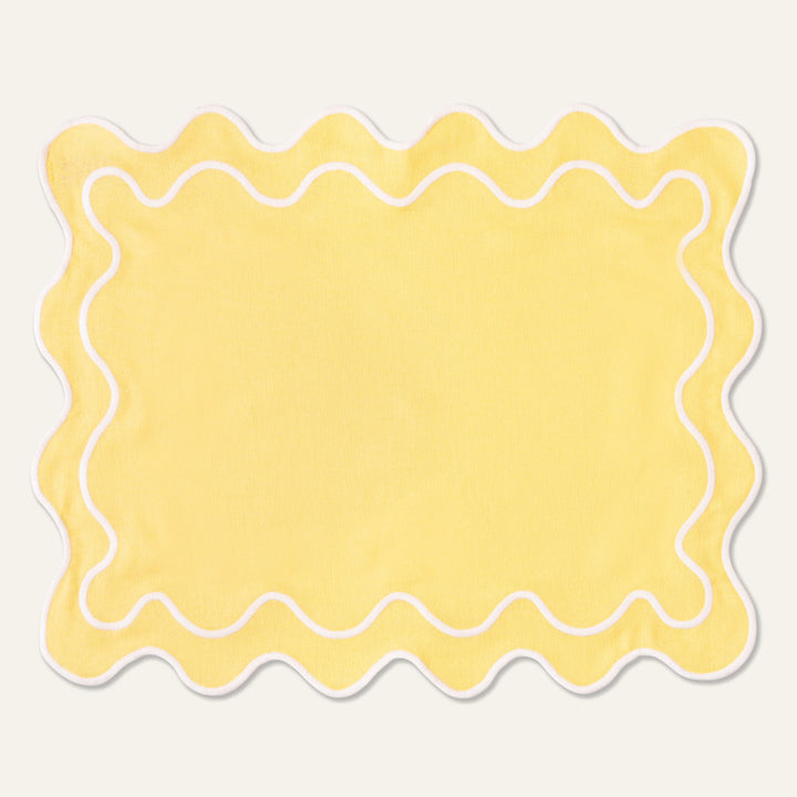 Placemats waves yellow & white (set of 2)