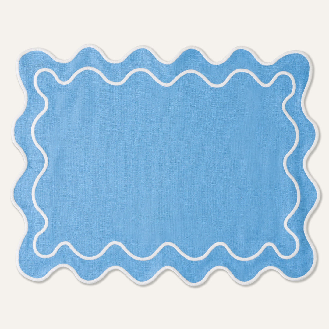 Placemats waves blue & white (set of 2)