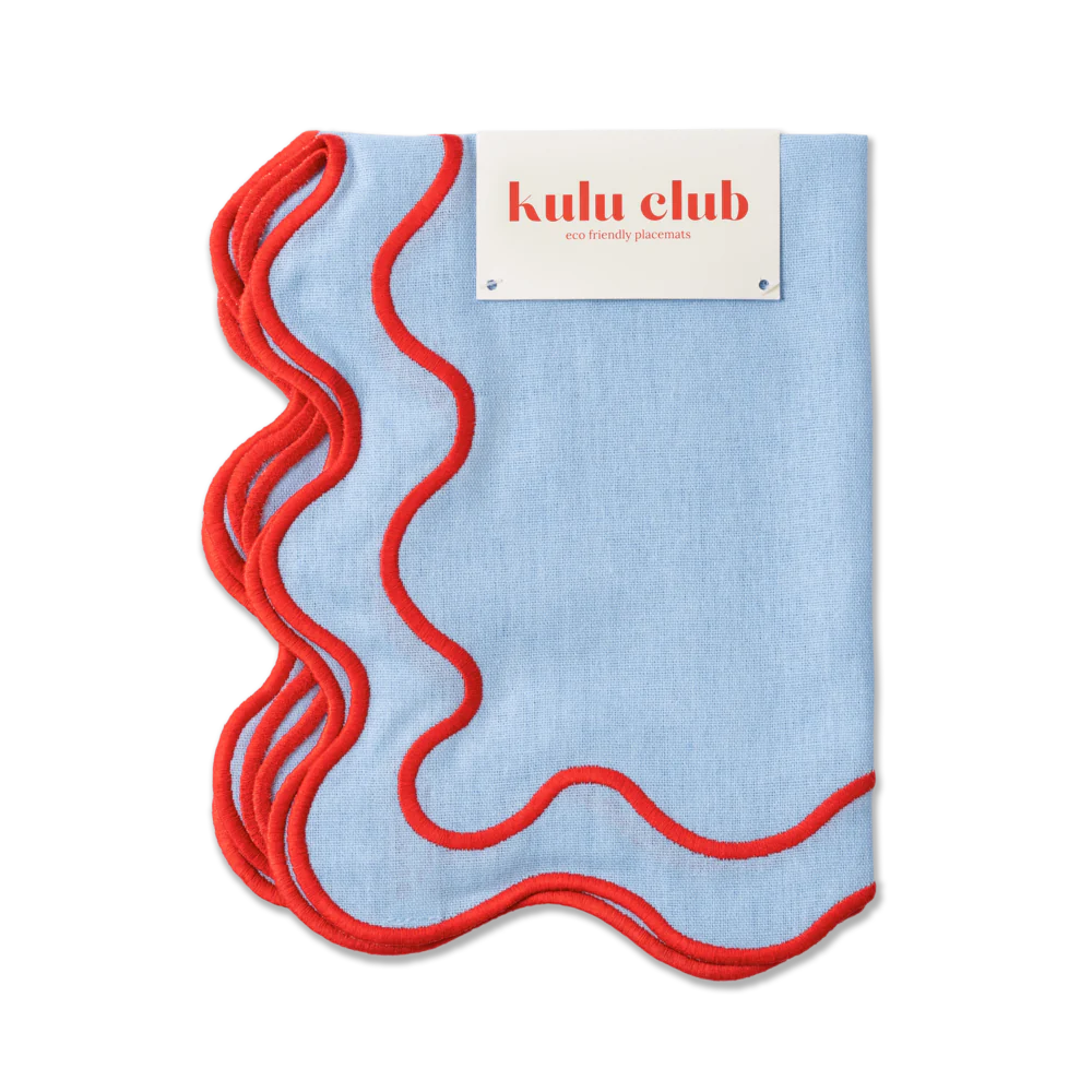 Placemats waves blue & red (set of 2)