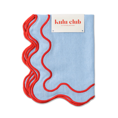 Placemats waves blue & red (set of 2)