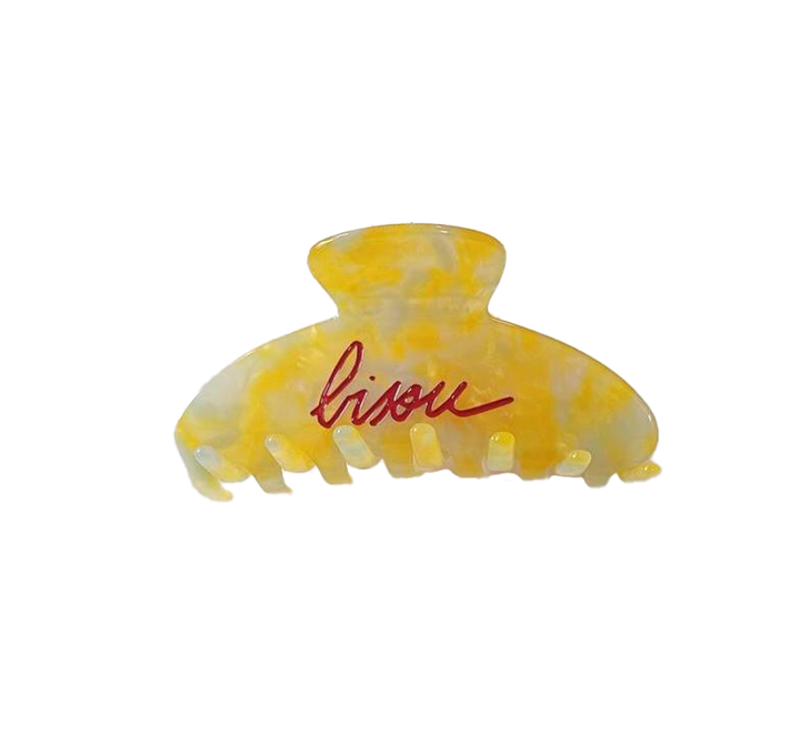 Big hairclip yellow bisou