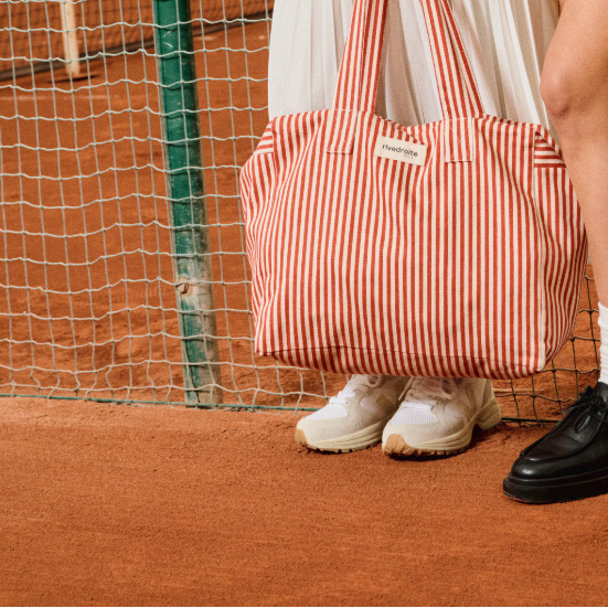 Weekend bag celestin stripes red & white