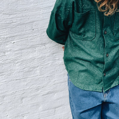 Wander & Wonder - Button down shirt pine green / 5-6y