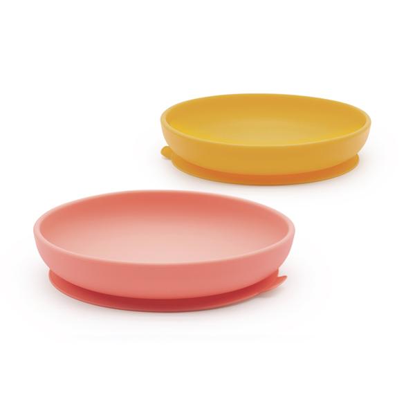 Plates silicone with suction (2 pack) - multiple colours