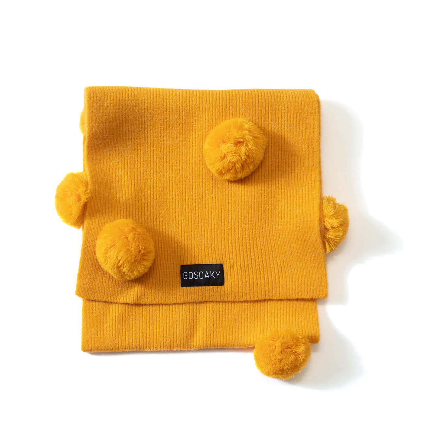 Gosoaky - Knitted scarf pompons street fox daylily yellow