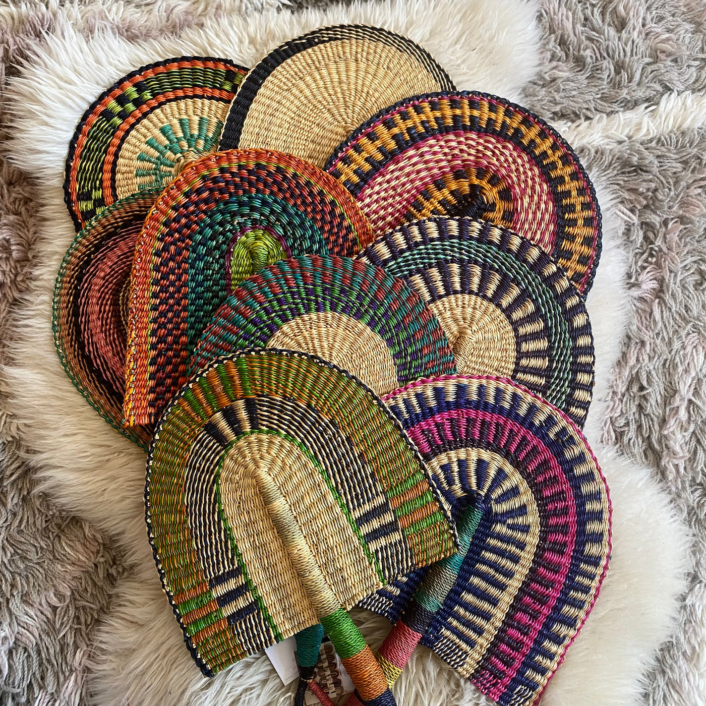 Decorative woven fans - multiple colours
