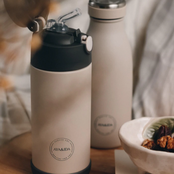 Ayaida - Kids straw bottle 350 ml cream beige