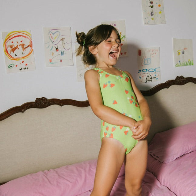 Yellow Pelota - Swimsuit strawberry green / 2y, 6y & 8y