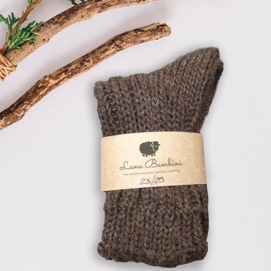 Lana Bambini - Wool socks fabio brown / more sizes