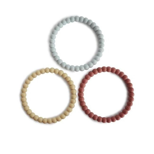 Pearl teething bracelet (pack of 3) - multiple colours